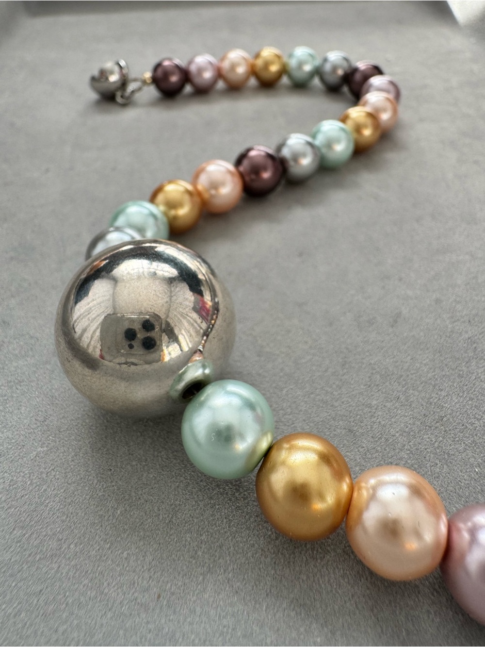 Multi-Color Pearl Statement Necklace - Magnetic Clasp